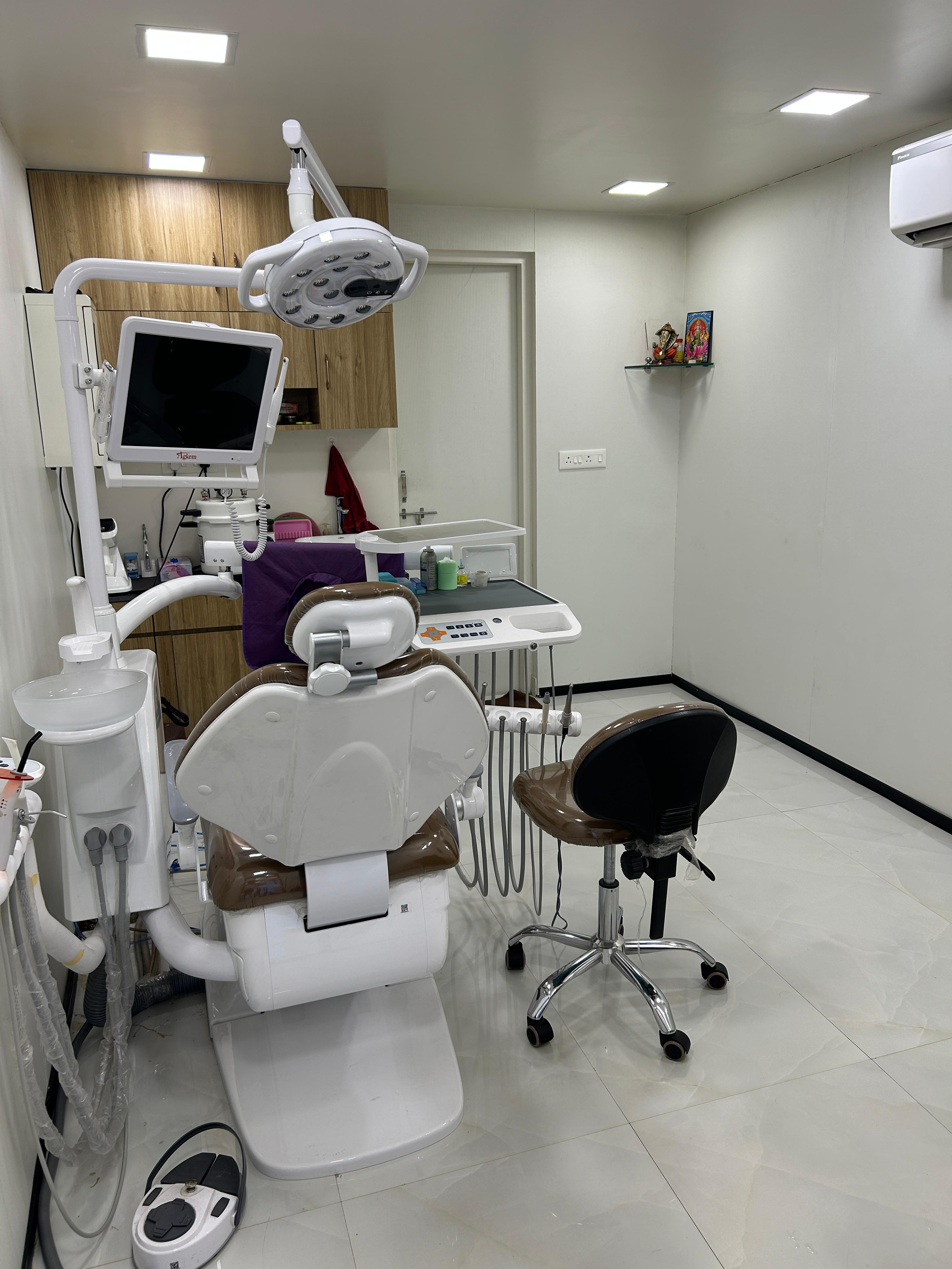 Sterilization and utility corner with wooden cabinetry