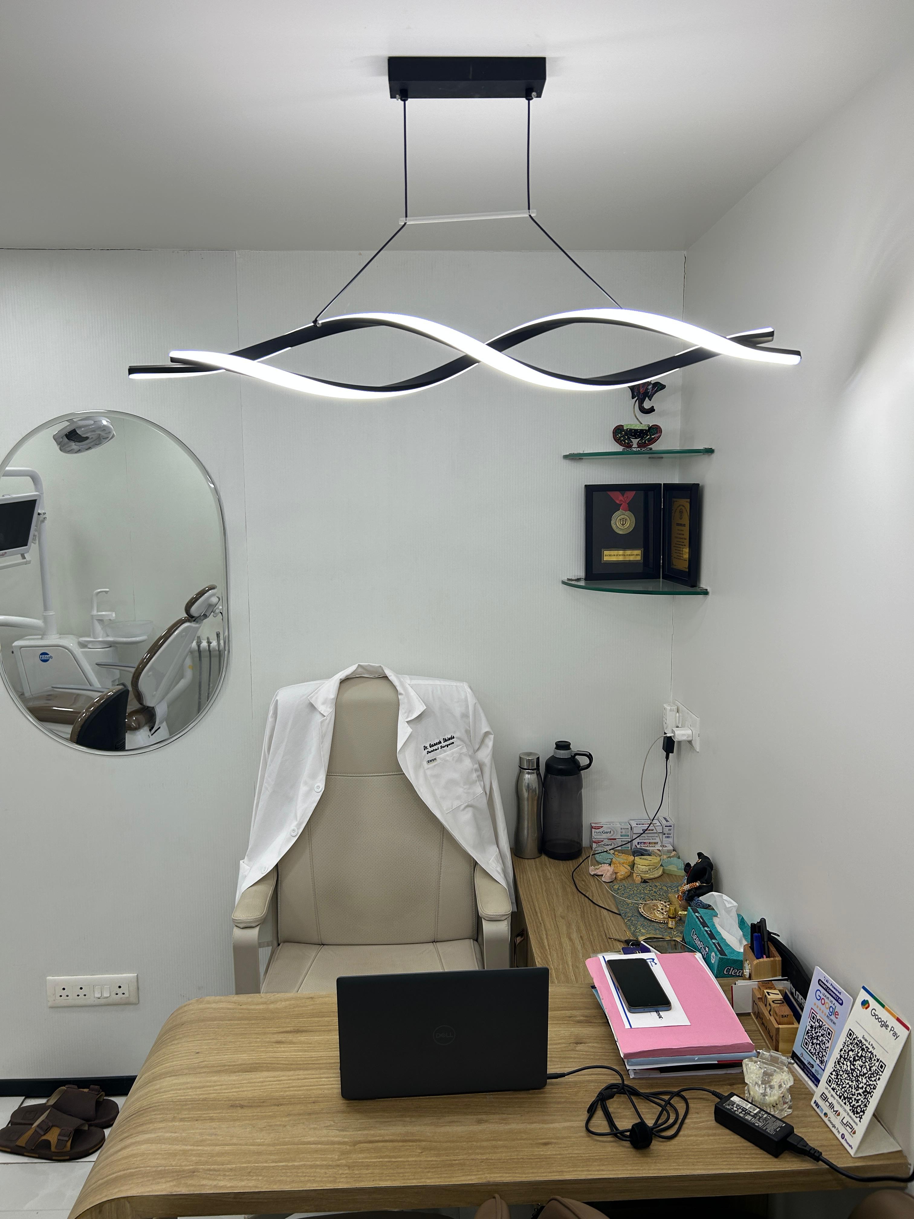 Second dental chair setup with wooden storage